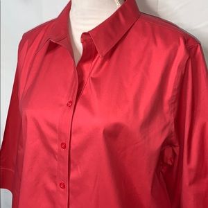 NWT Chico’s Size 3 No-Iron Shirt Caliente Coral